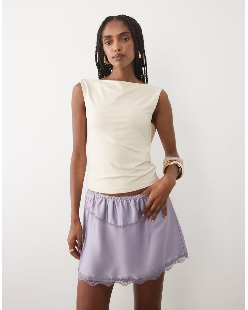 Abercrombie & Fitch White Cowl Back Slinky Top With
