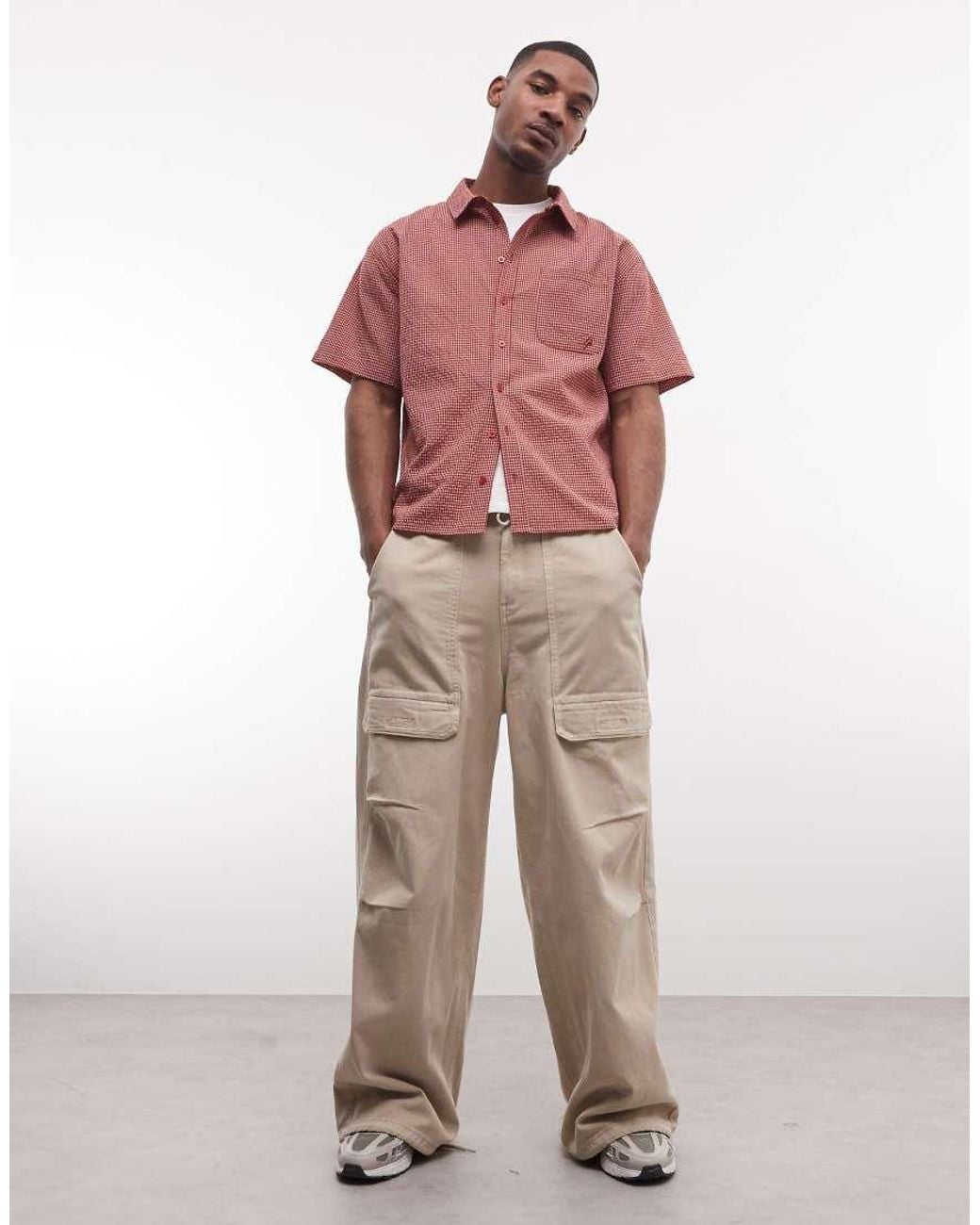 Liquor N Poker Red Boxy Micro Check Shirt for men