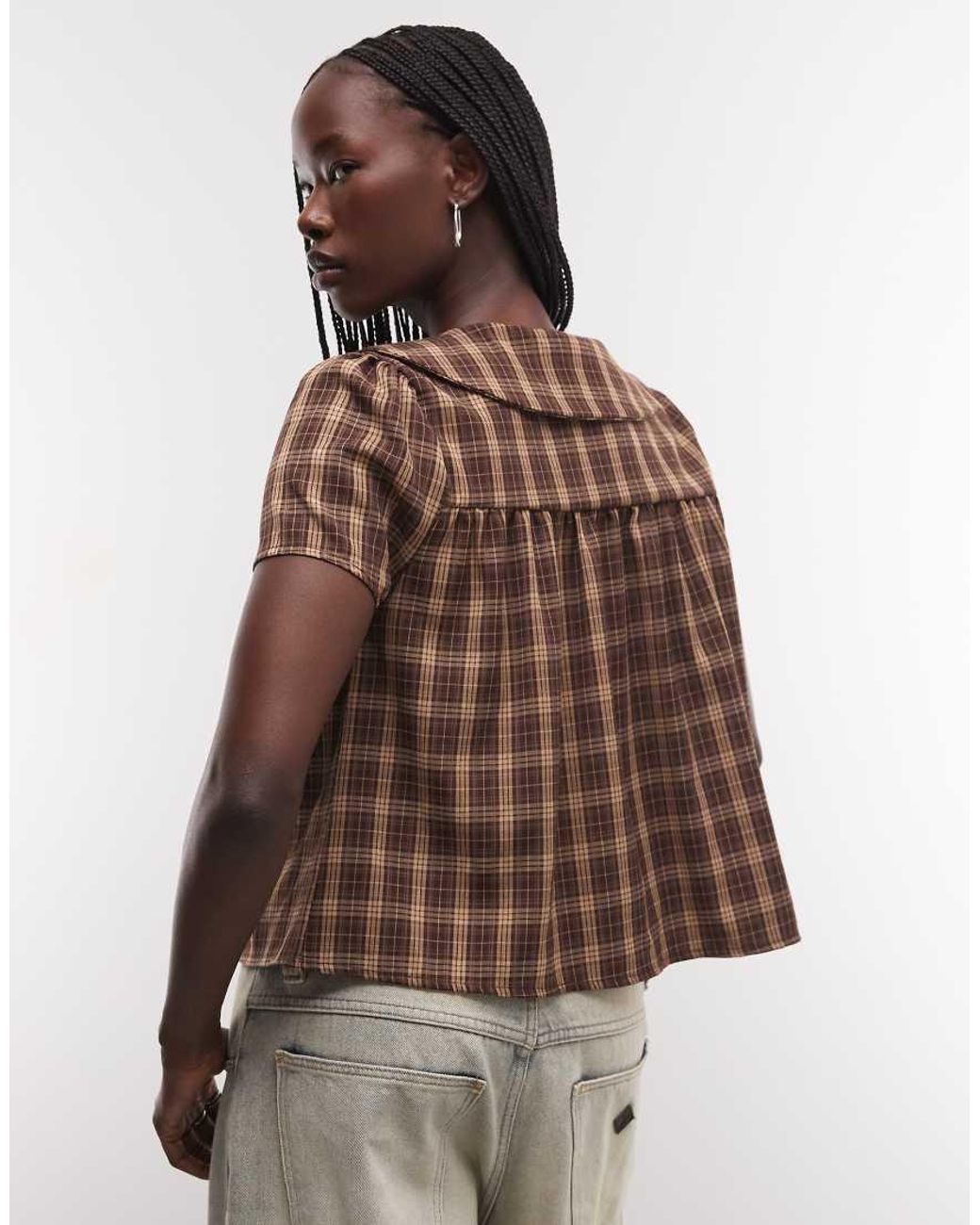 Reclaimed Vintage Brown Peter Pan Collar Blouse