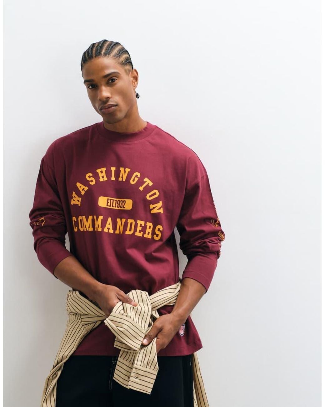 ASOS Red Oversized Long Sleeve T-shirt With Nfl Washington Commanders Print for men