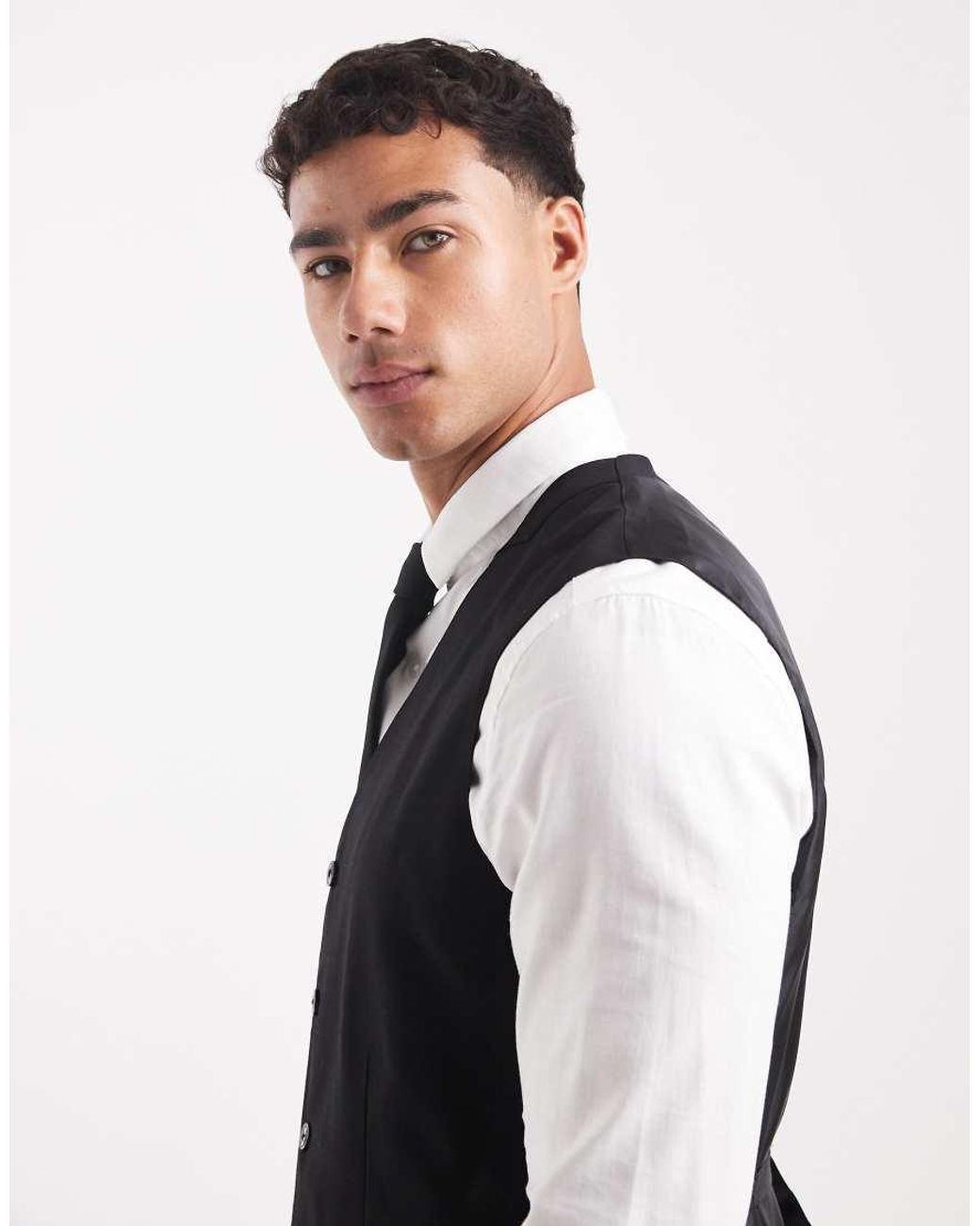 Jack & Jones Blue Slim Fit Wool Blend Waistcoat for men