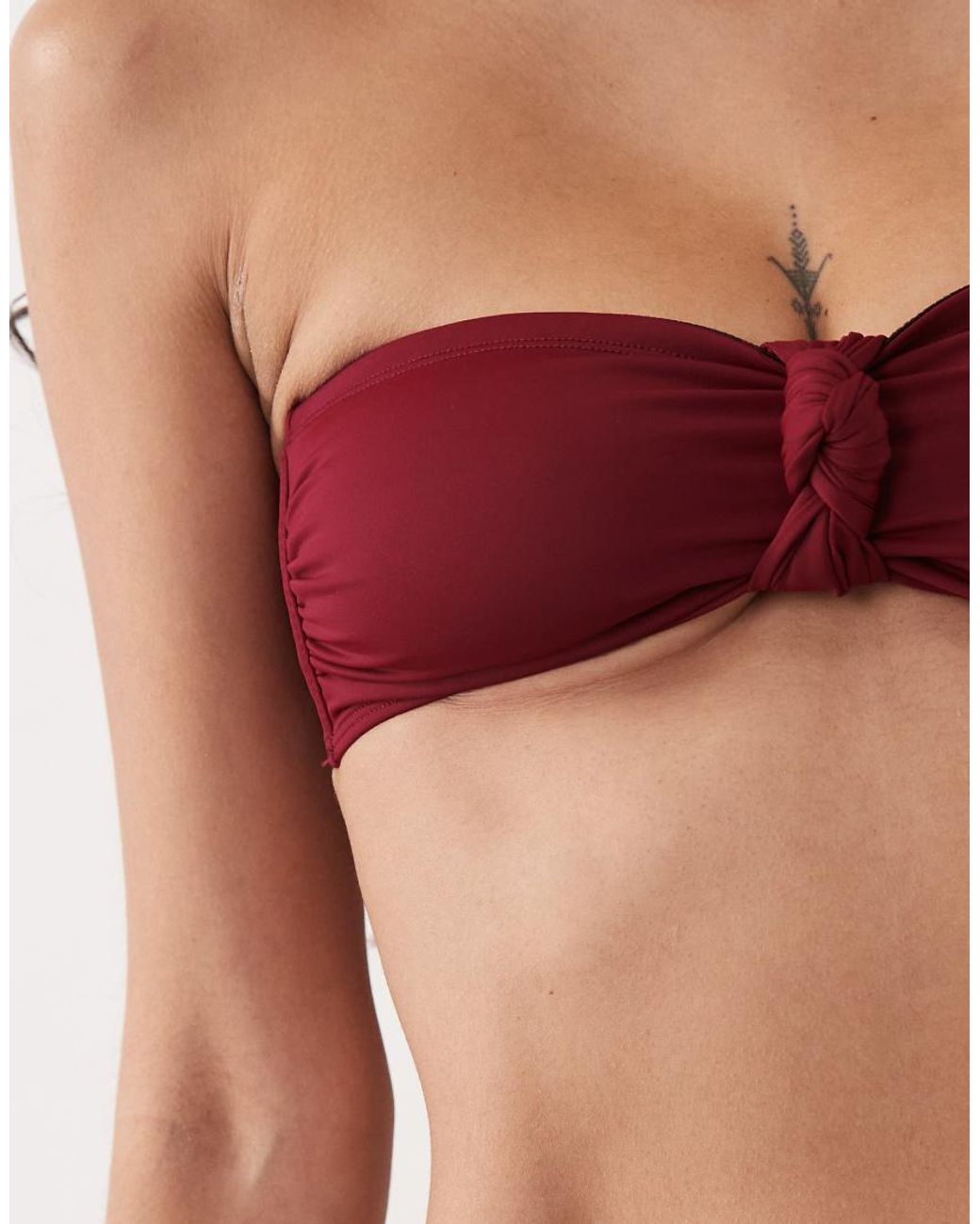 ASOS Red Martina Knot Bandeau Bikini Top