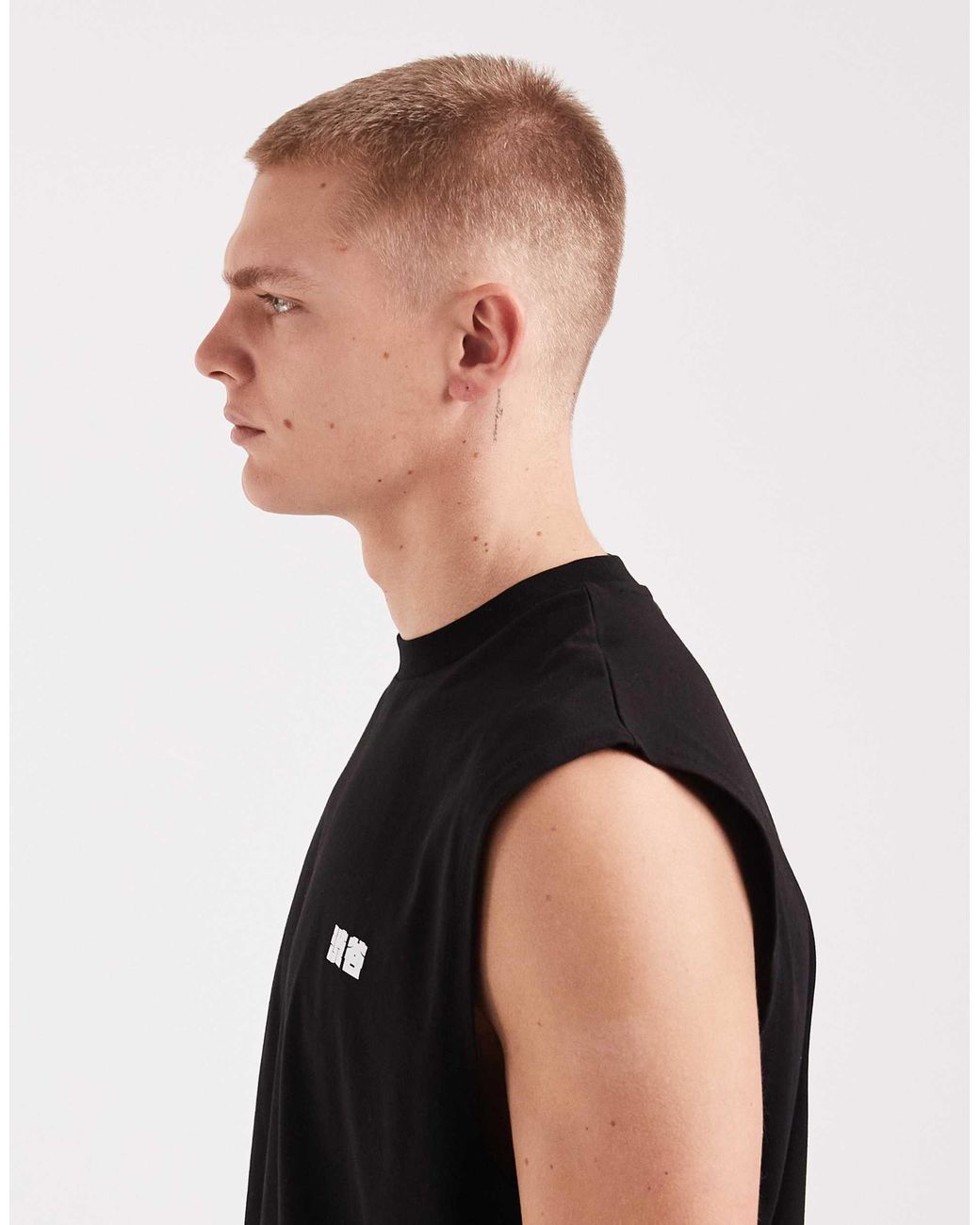 ASOS Black Oversized Tank With Kyoto Bubble Text Print for men