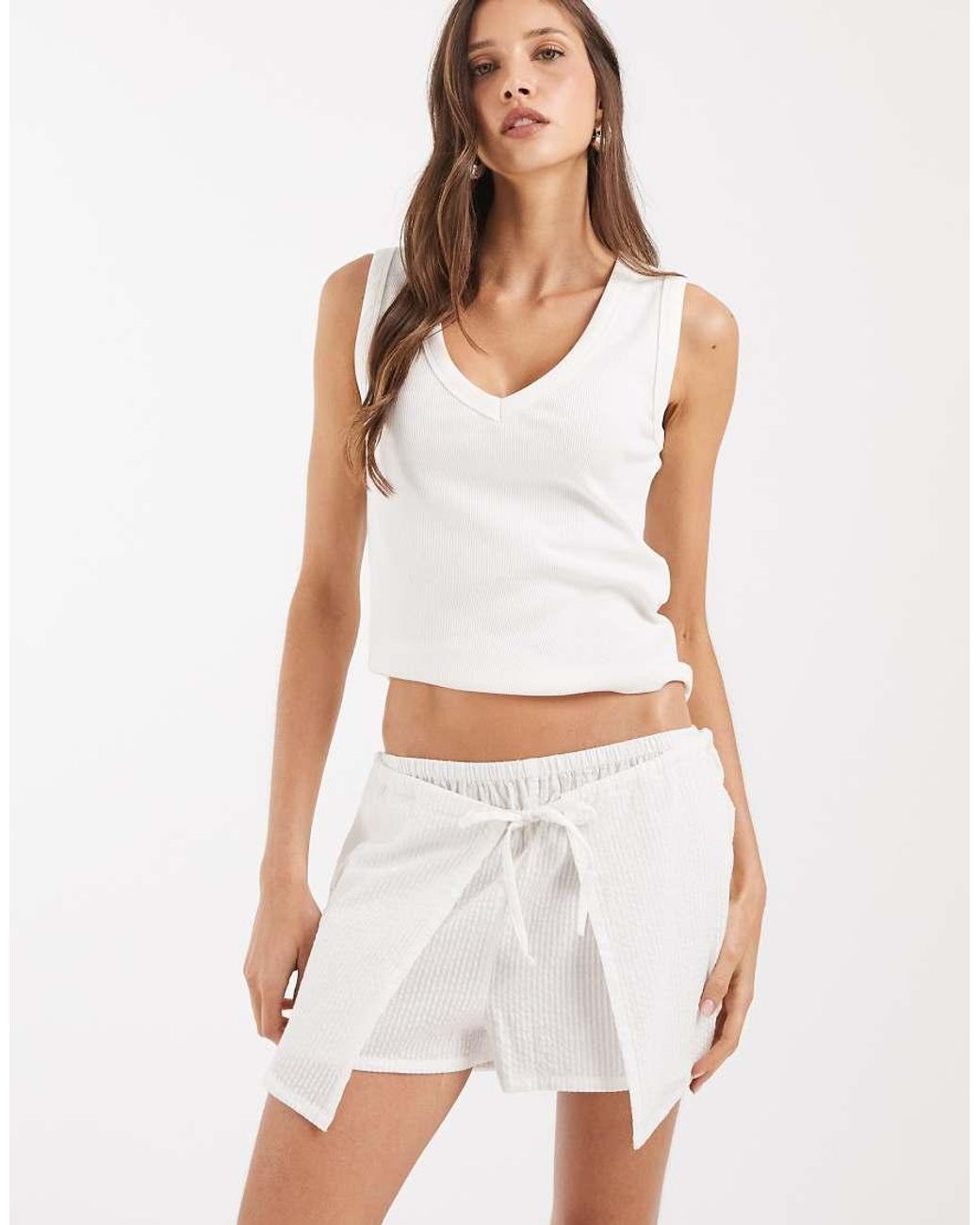 Neon Rose White Mini Skort