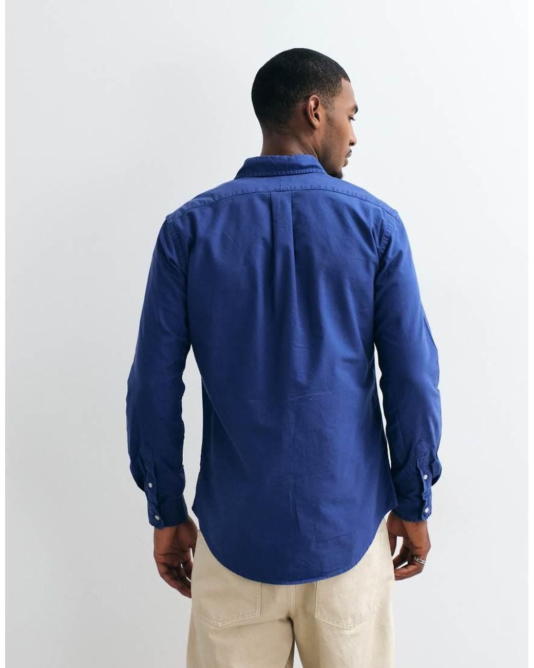 Polo Ralph Lauren Blue Icon Logo Slim Fit Garment Dyed Oxford Shirt for men