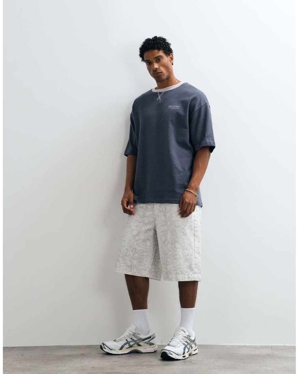 ASOS Blue Heavyweight Oversized T-shirt With High Build Text for men
