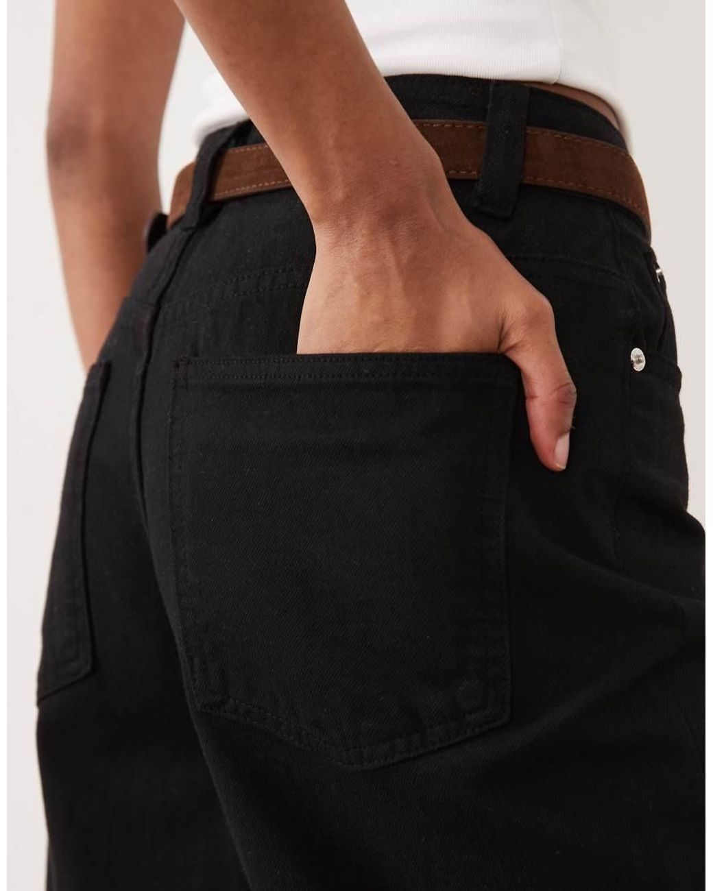 ASOS Natural Denim Bermuda Short With Suede Belt Detail