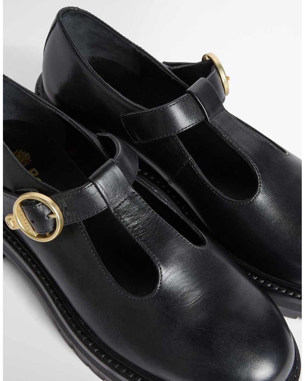 Barbour White Ryton Leather Buckle Mary Jane Shoes