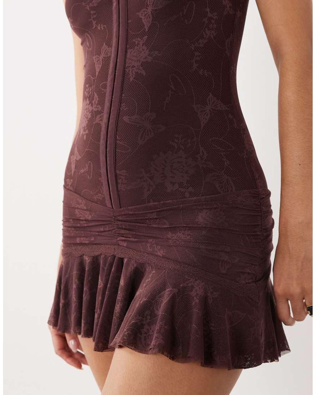 I.AM.GIA Purple Isela Lace Hook And Eye Front Cap Sleeve Drop Waist Mini Dress