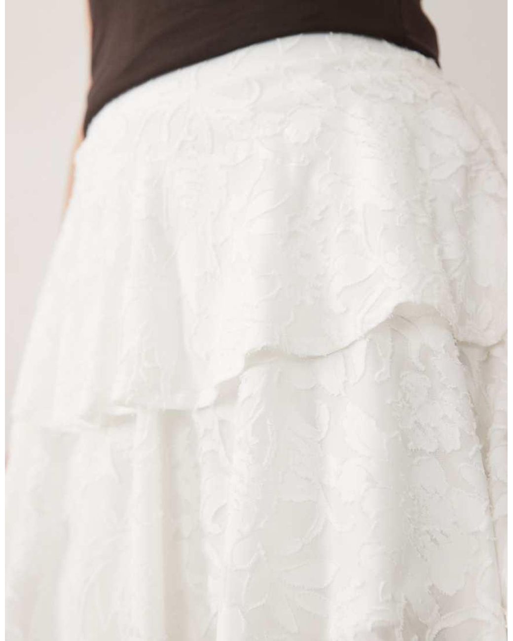 Miss Selfridge White Burnout Layered Rara Mini Skirt
