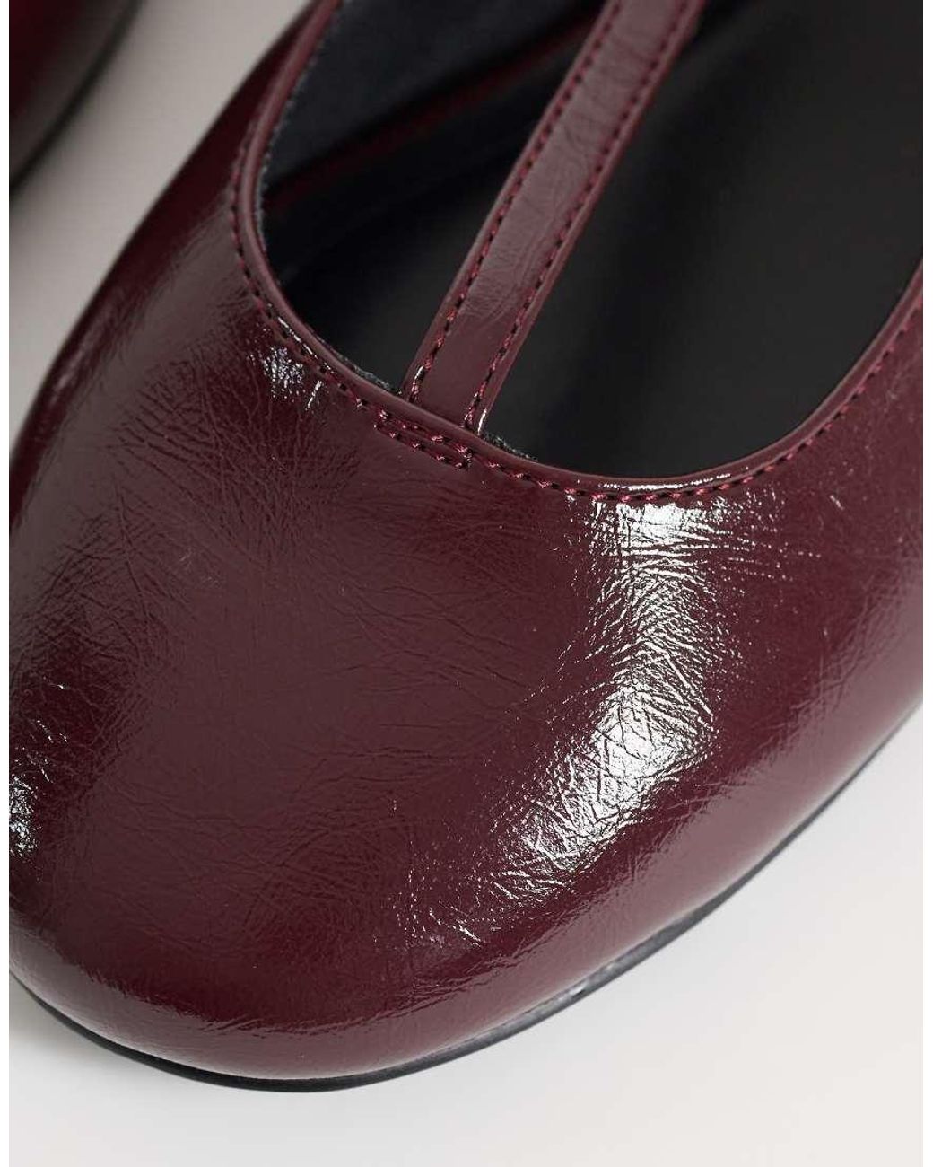 Asos Design Wide Fit Brown Lulu T Bar Ballets