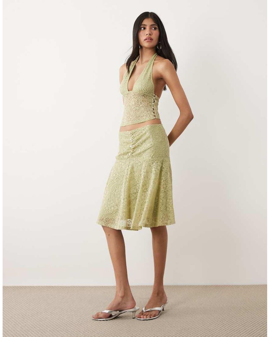 Motel Natural Calora Lace Halter Top