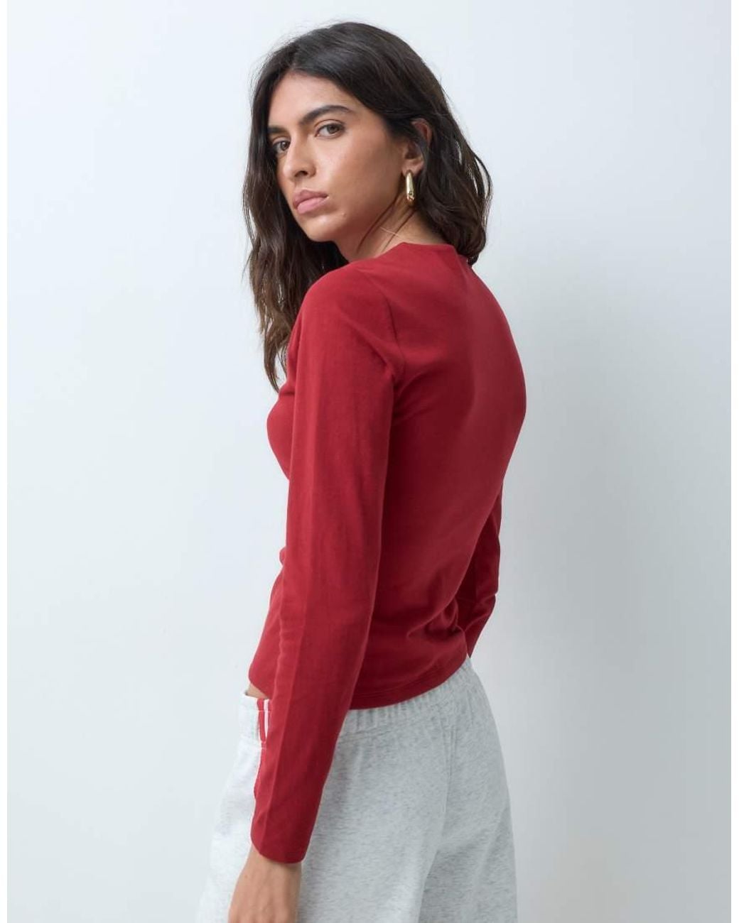 Abercrombie & Fitch Red Seamless Long Sleeve Baby Tee