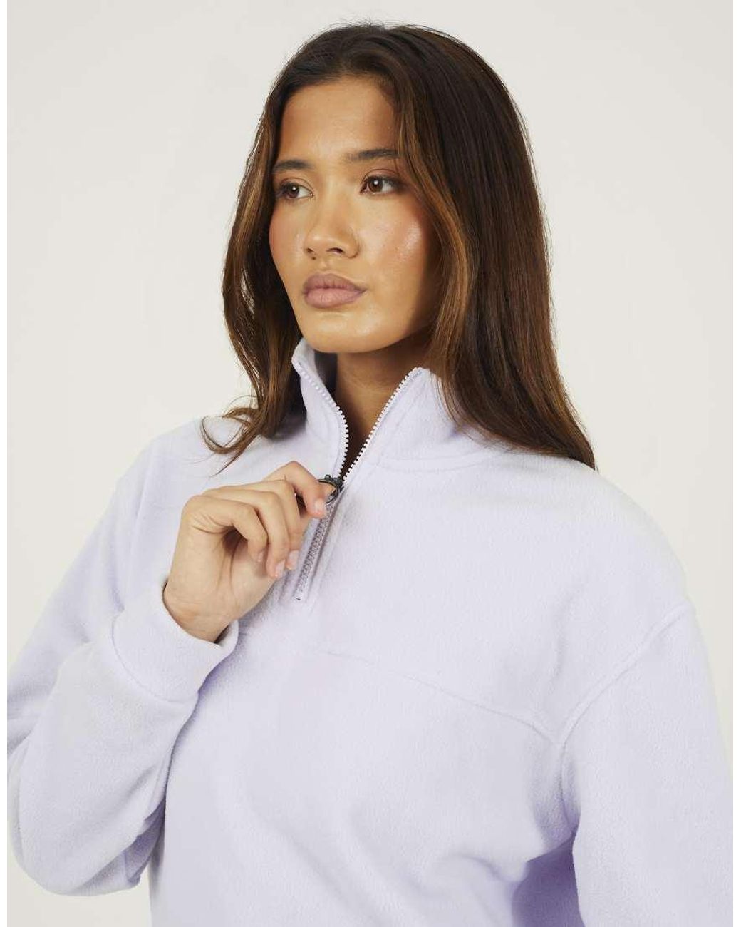 Brave Soul White Half Zip Polar Fleece Sweatshirt