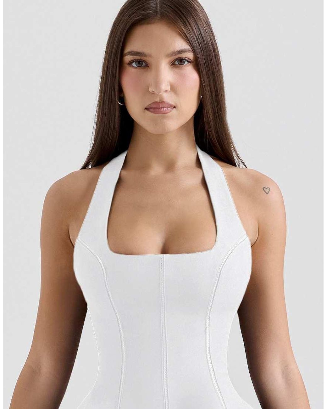 House Of Cb White Loulette Halter Neck Bow Mini Dress