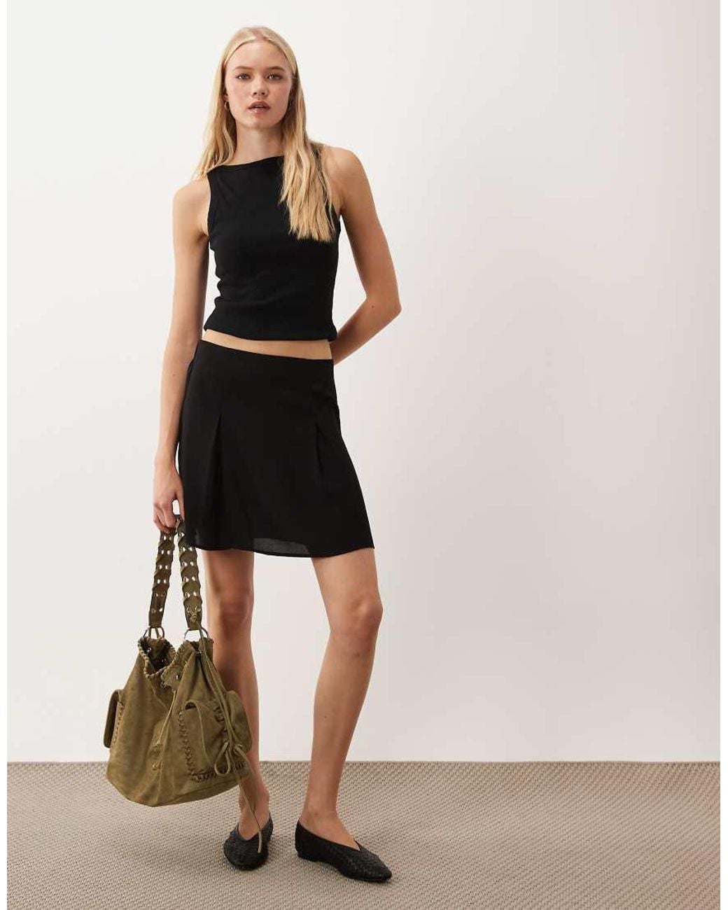 Vila Black Flippy Hem Mini Skirt