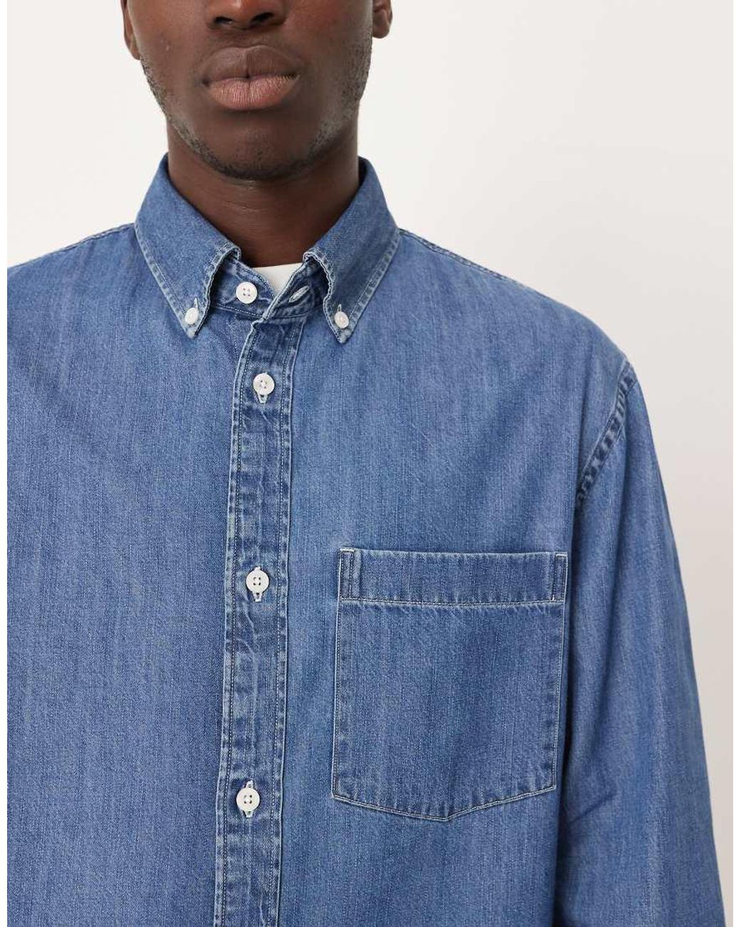 Mango Blue 100% Cotton Denim Shirt for men