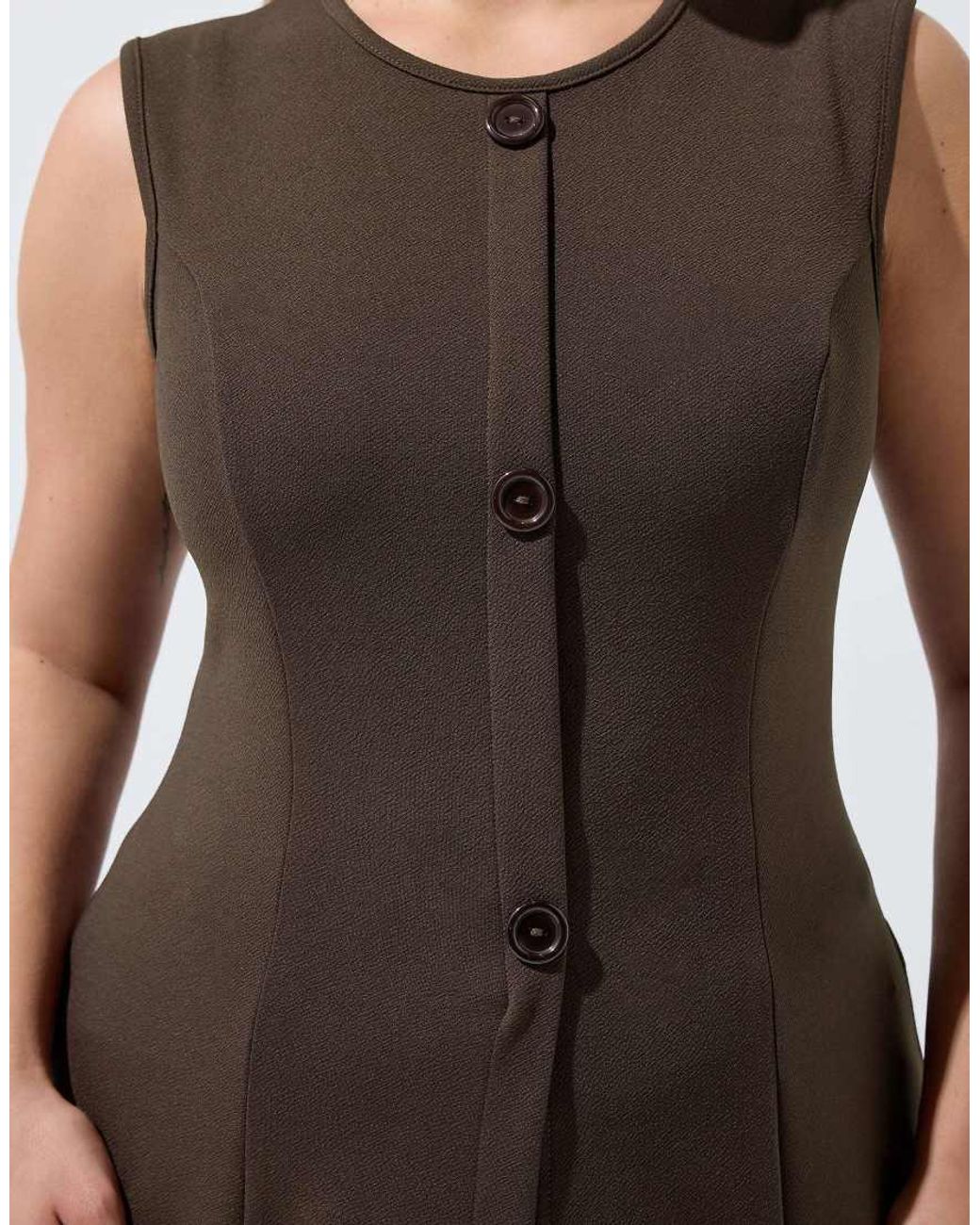 Yours Clothing Brown Seam Detail Waistcoat