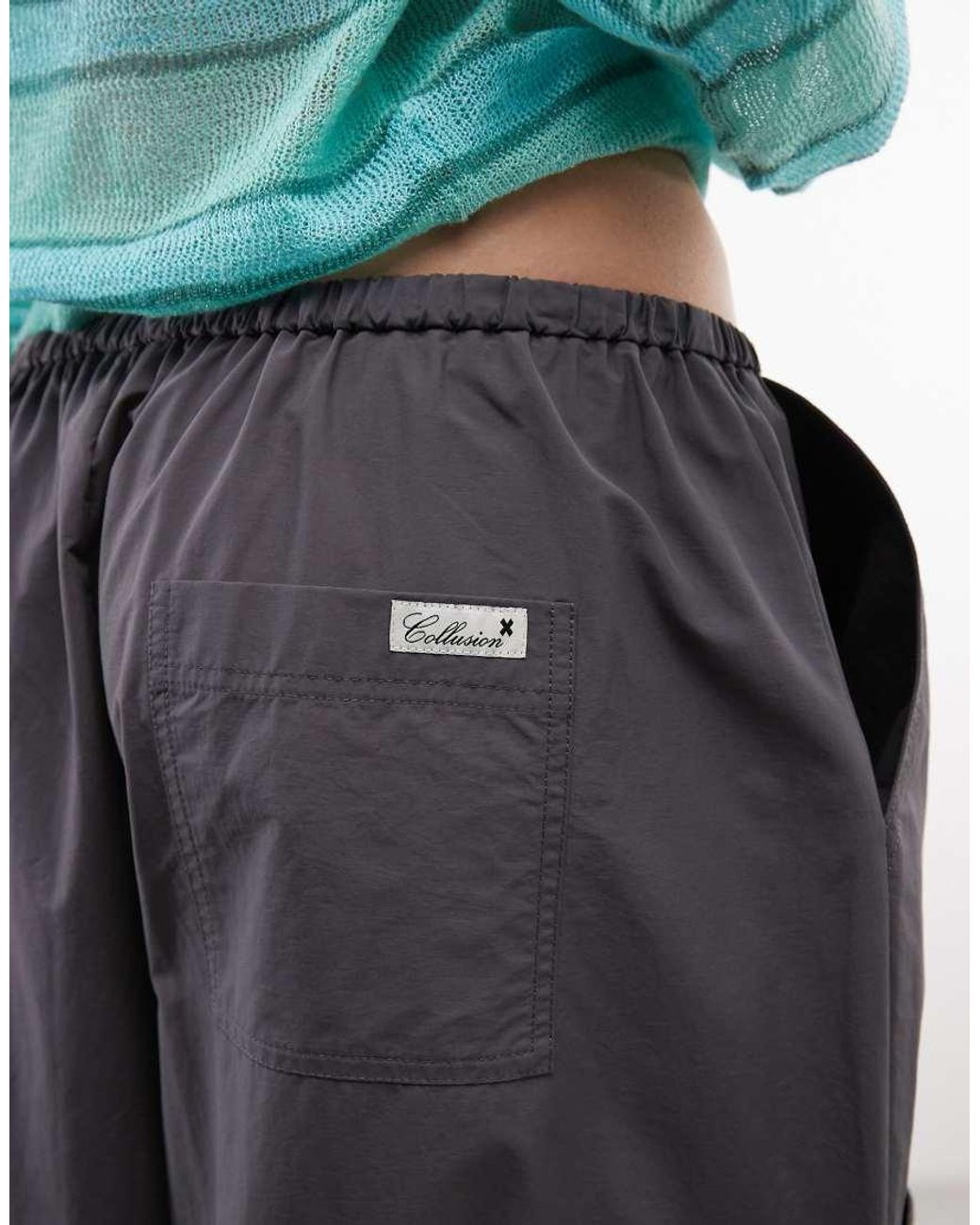 Collusion Multicolor Balloon Leg Pant With Tie Waist