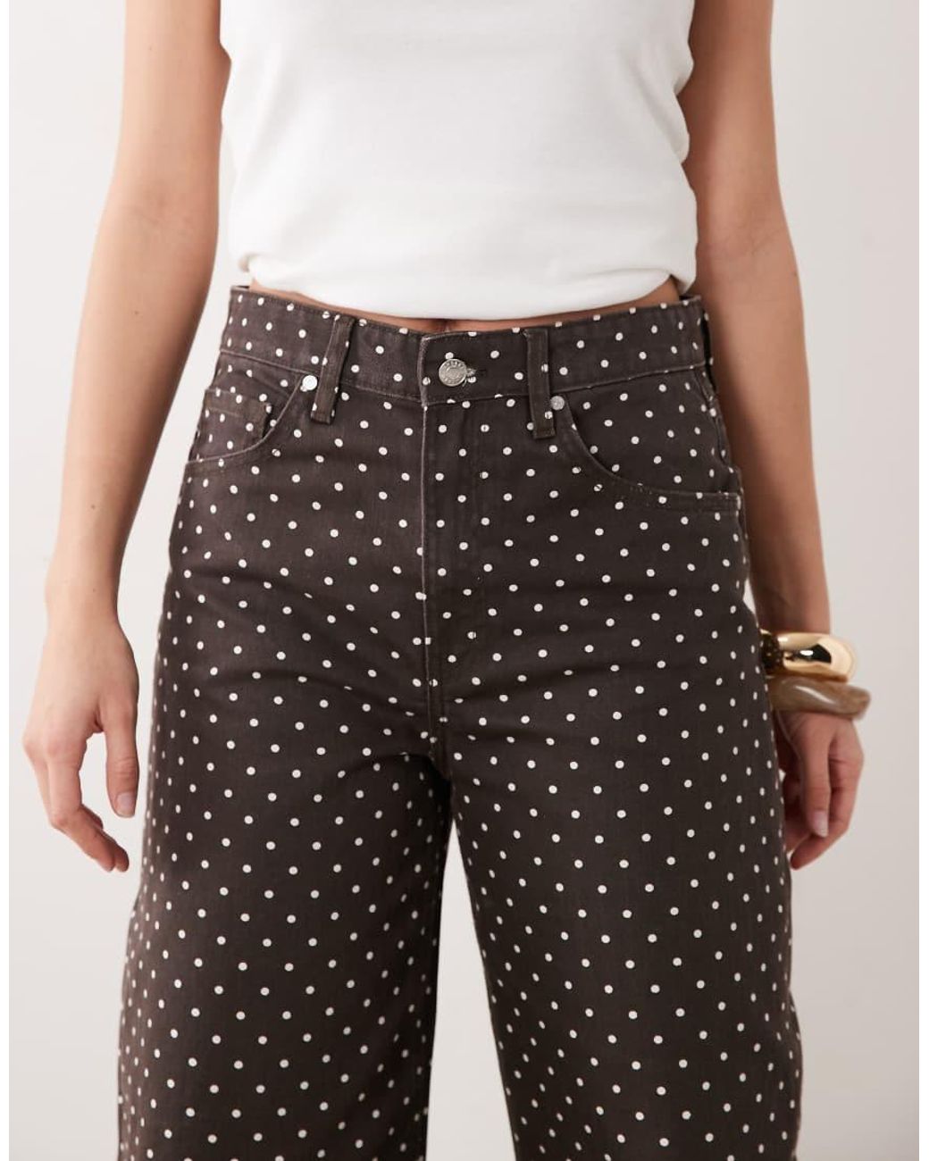 Mango Brown Polka 100% Cotton Straight Jean