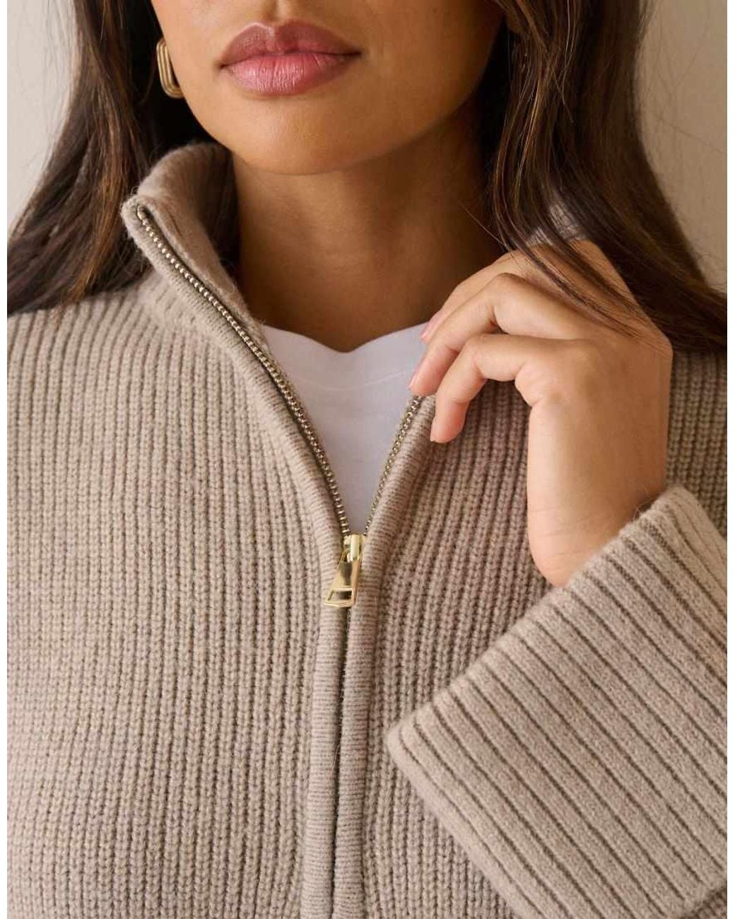 Nobody's Child Brown Half Zip Chunky Jumper
