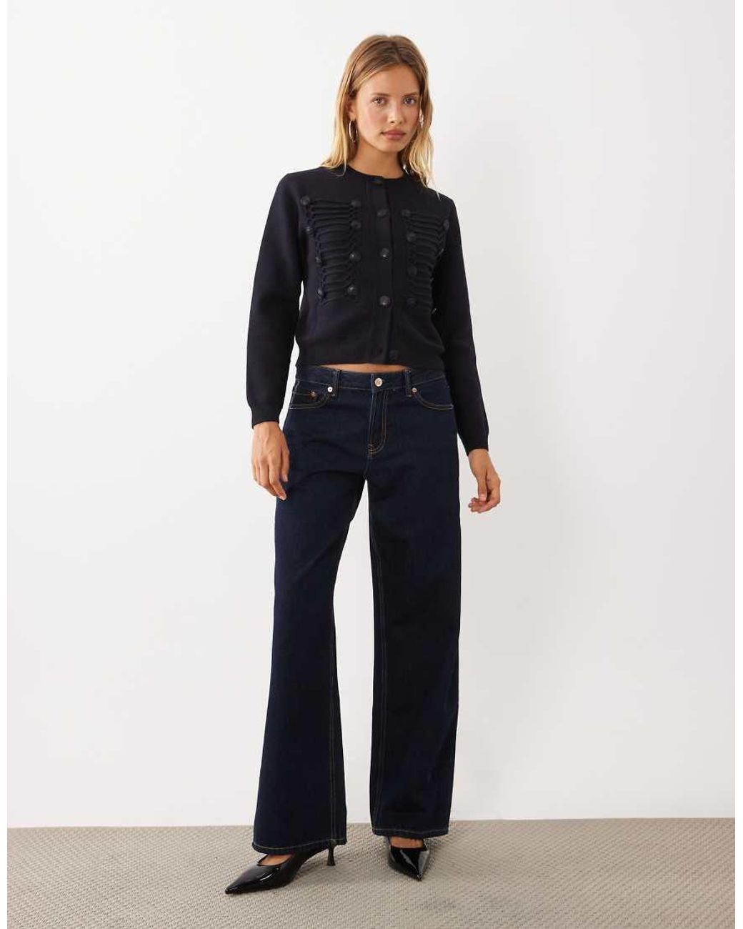 Mango Blue Utility Knitted Cardigan