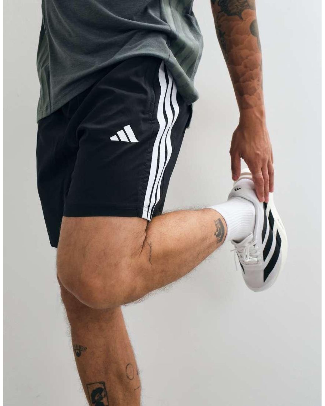 Adidas Originals Blue Workout Essentials Base 3 Stripes Woven Short for men