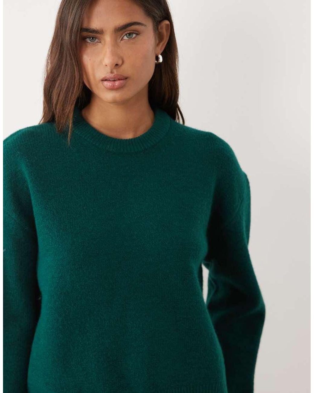 ASOS Green Relaxed Sweater With Side Slit Detail