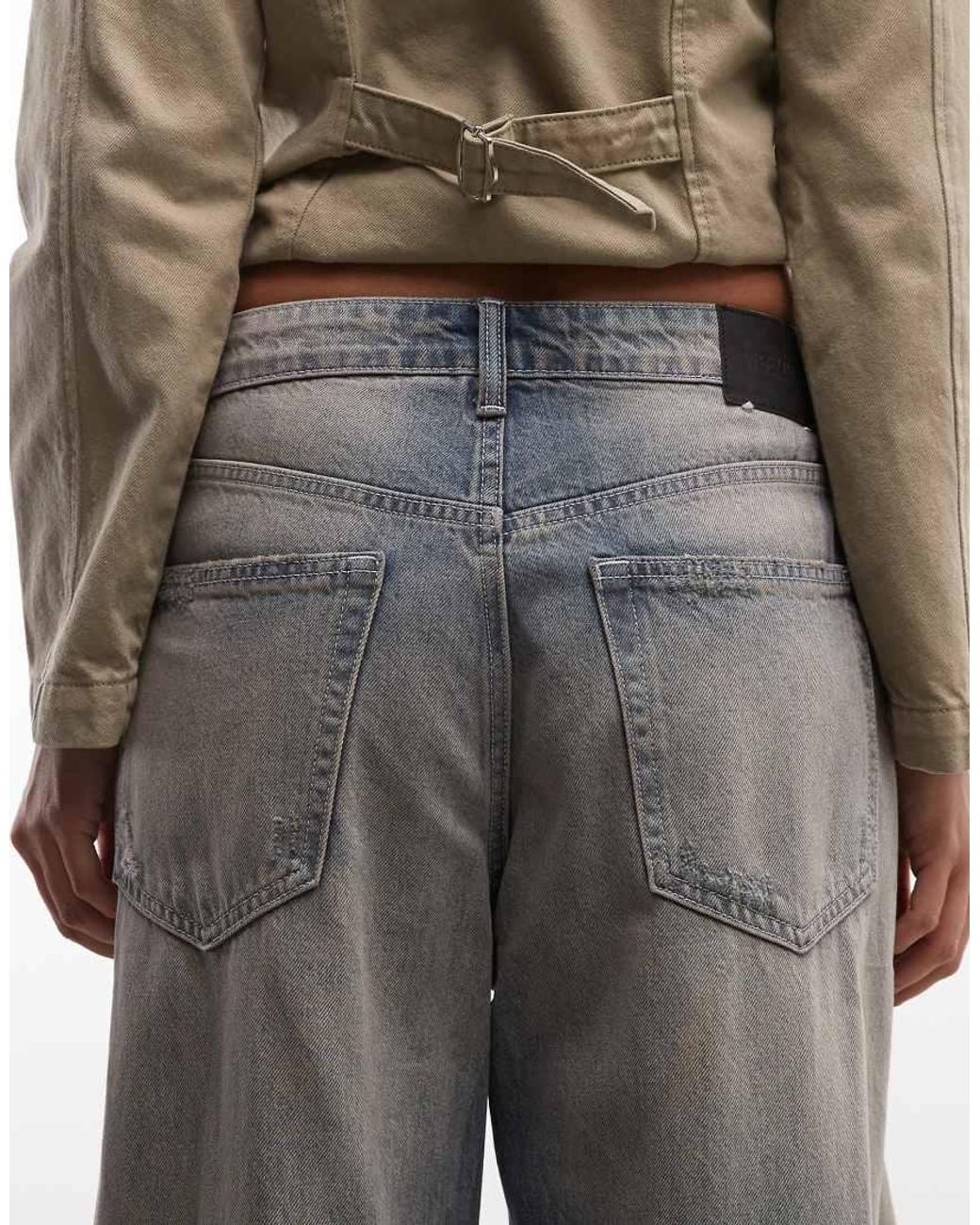 Weekday Natural Low Waist baggy Wide Leg Jeans With Distressed Details