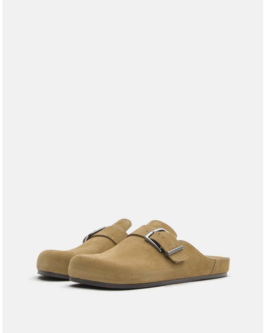 Pull&Bear Multicolor Leather Buckle Clogs