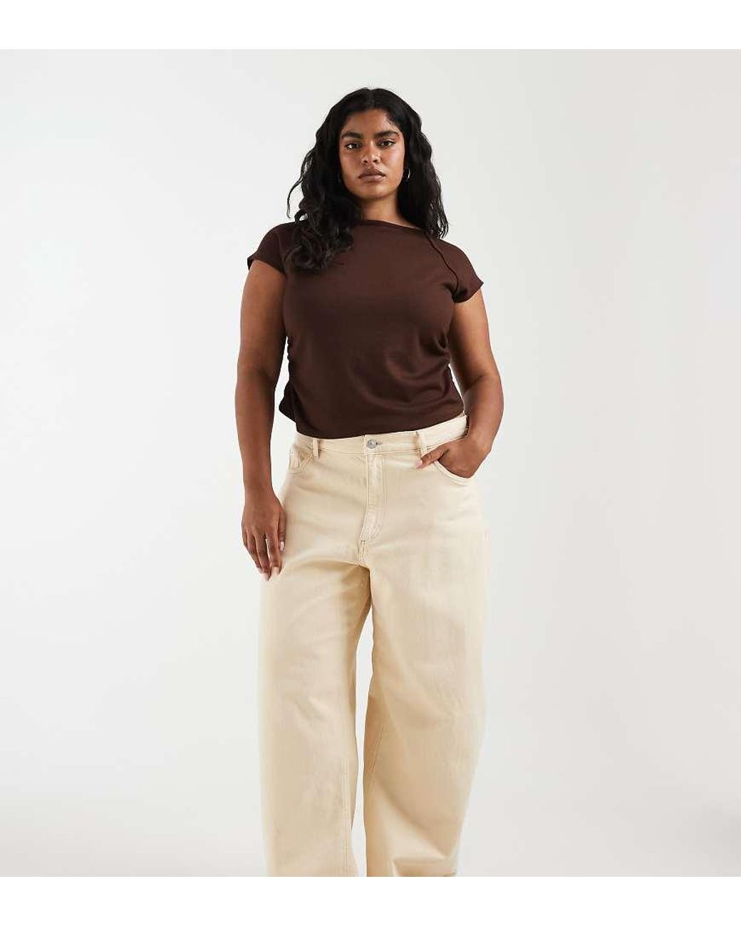 Pieces Plus Brown Pieces Curve Barrel Jean