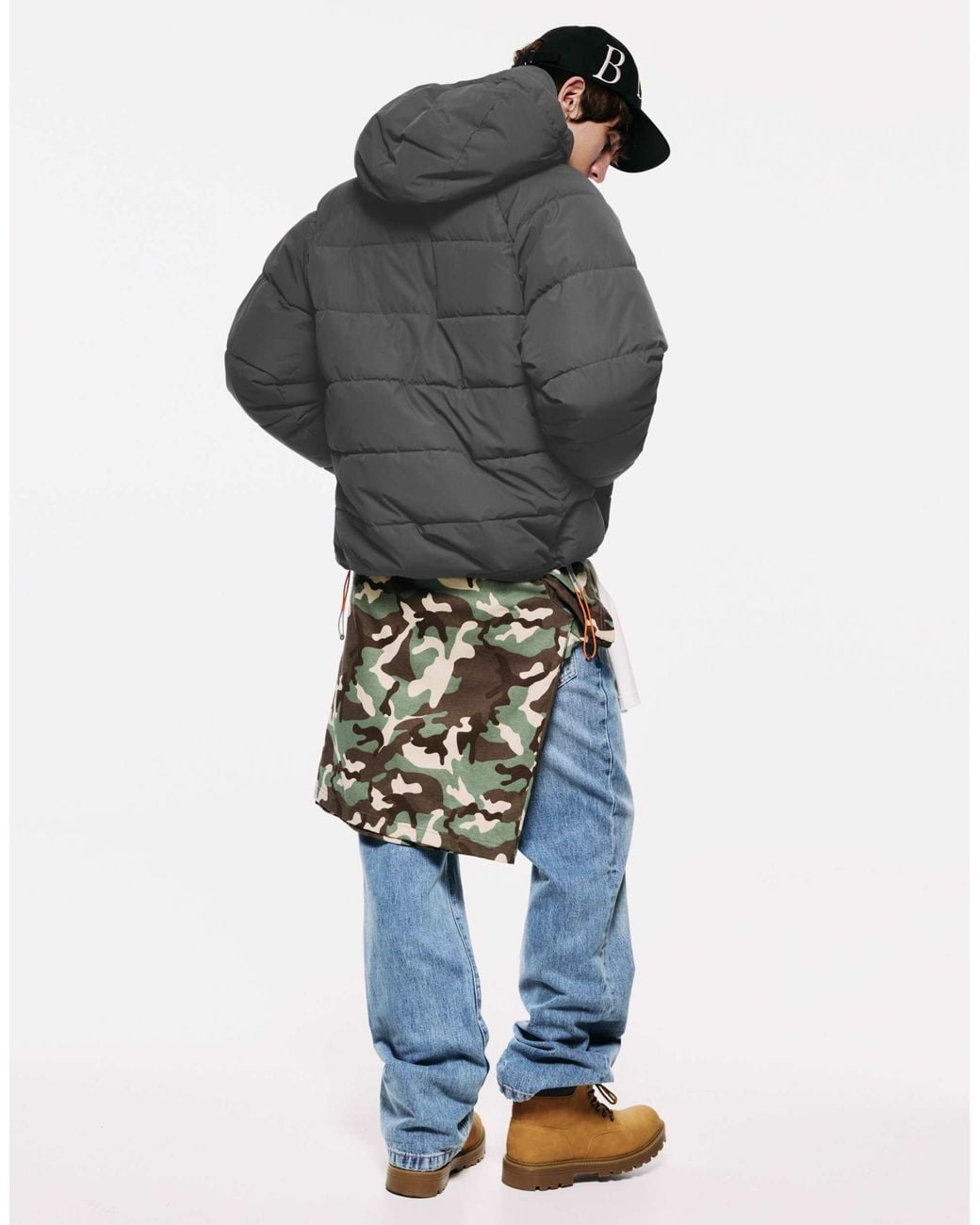 Pull&Bear Steppjacke mit kapuze in Gray für Herren