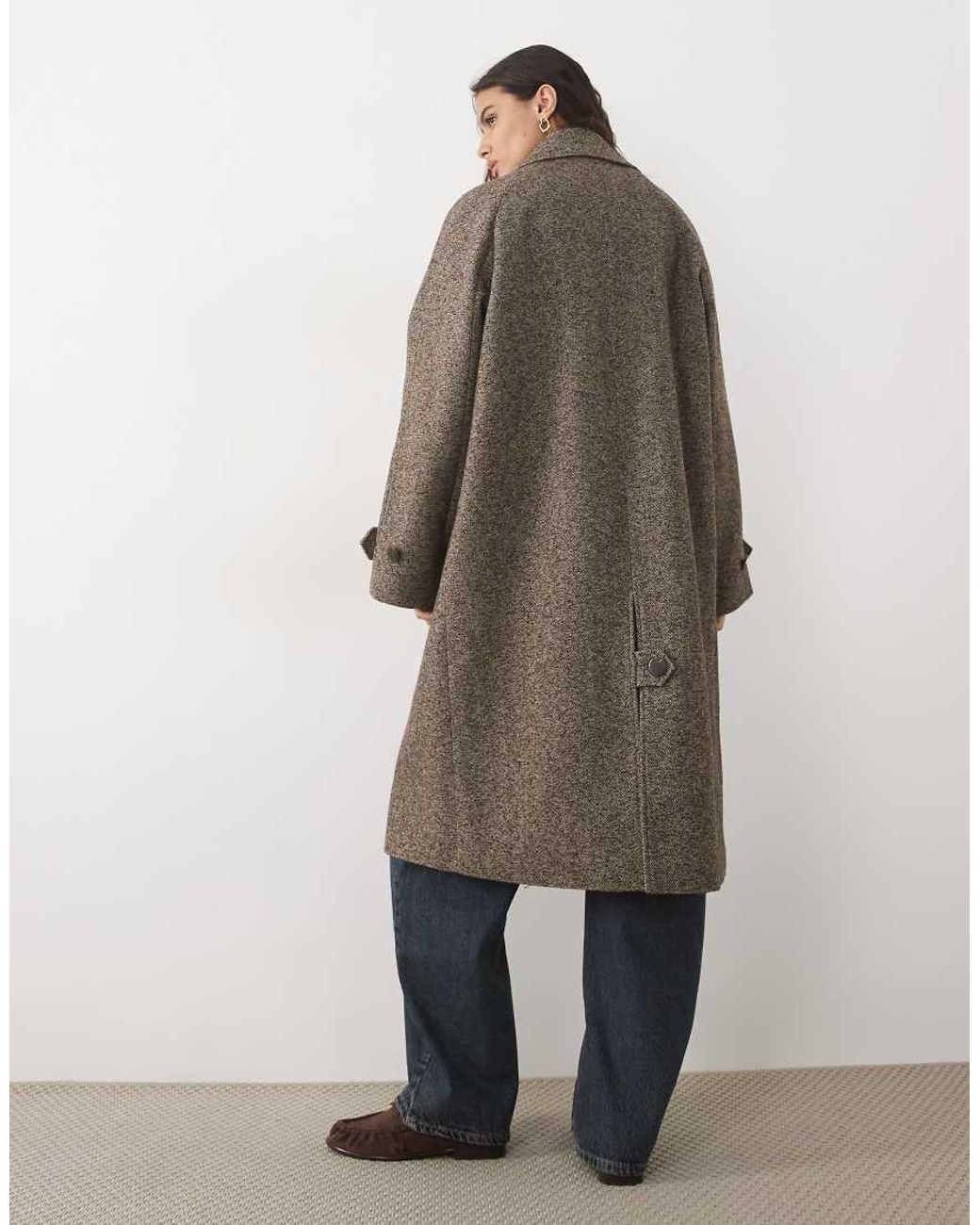 Jdy Multicolor Longline Herringbone Coat