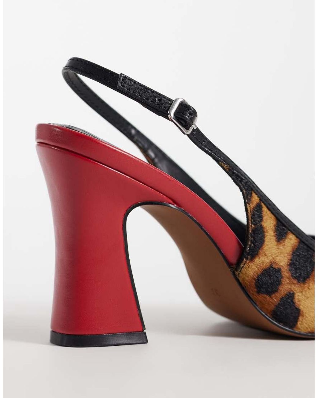 ASOS Pink Pristine Premium Hair On Real Leather Slingback Block Heels