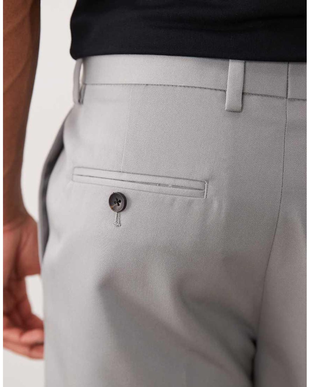 ASOS Gray Tailored Straight Cropped Trousers for men