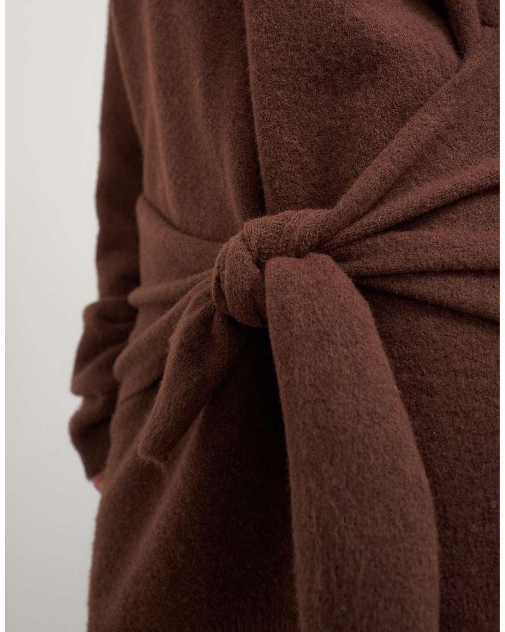 TOPSHOP Brown Knitted Tie Front Long Line Mini Jumper Dress