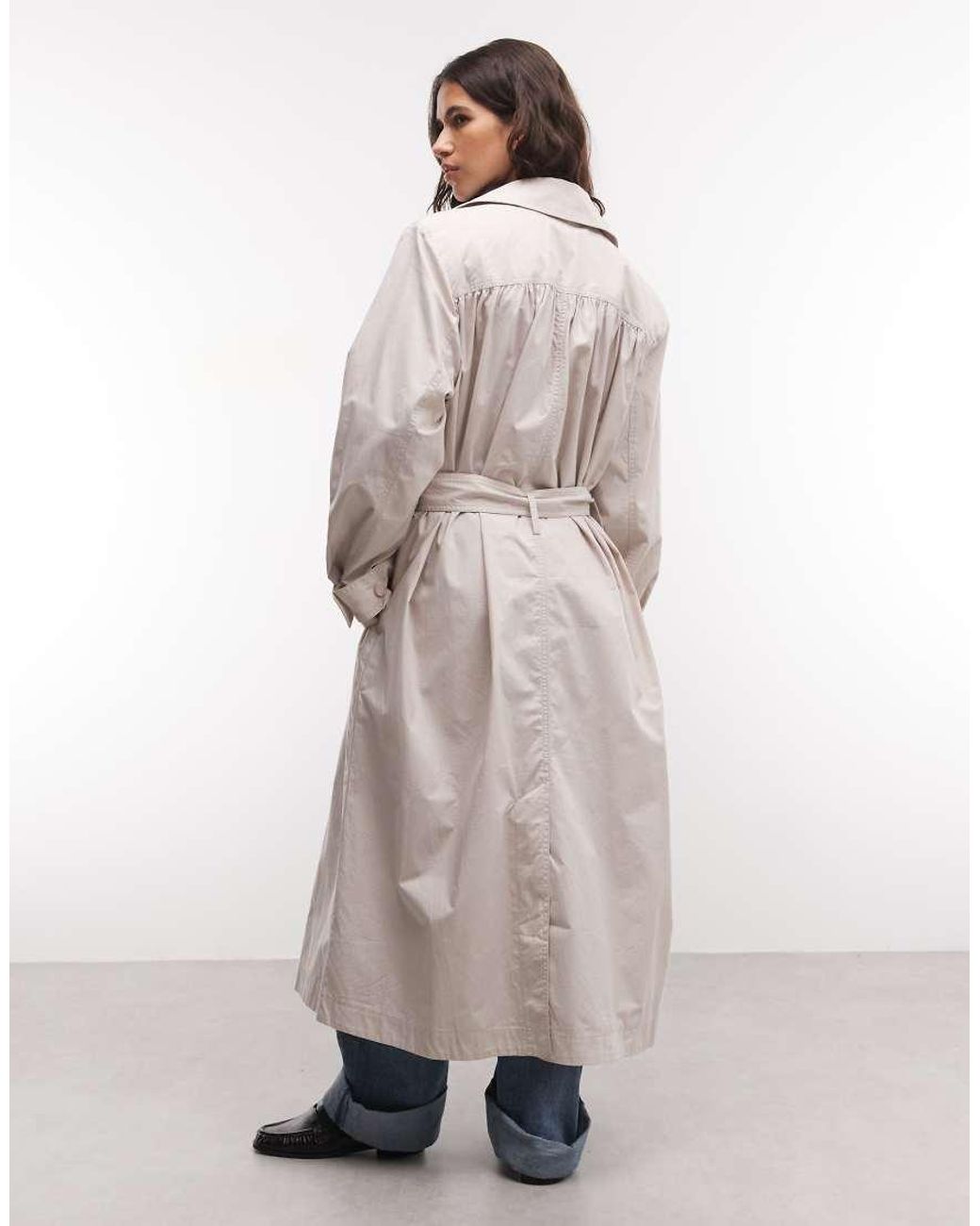 Monki Natural Longline Trench Coat