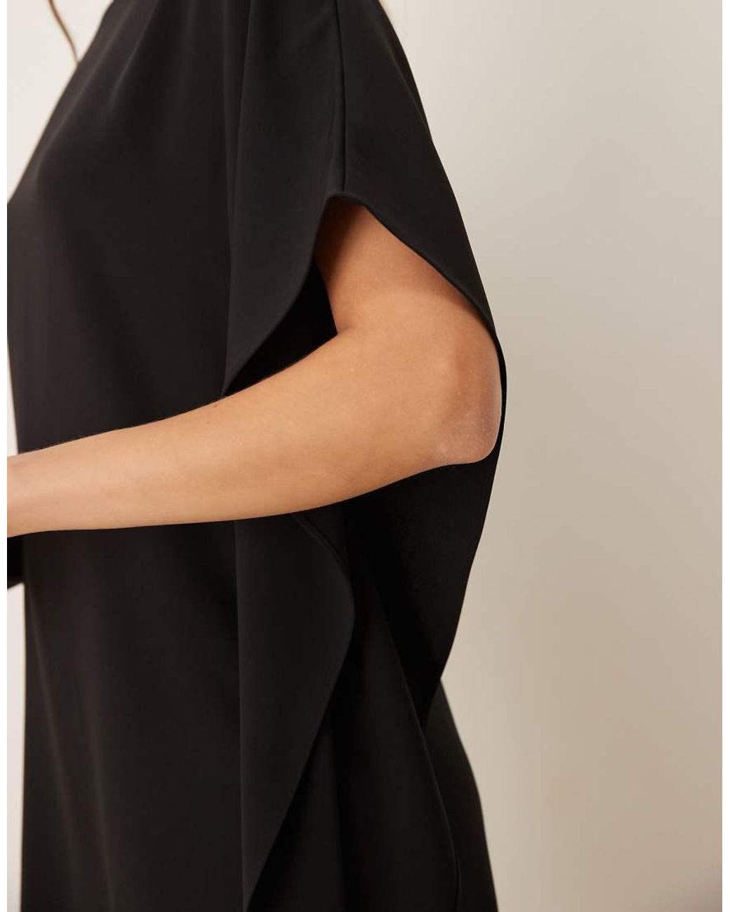 Mango Natural High Neck Asymmetric Sleeve Mini Dress