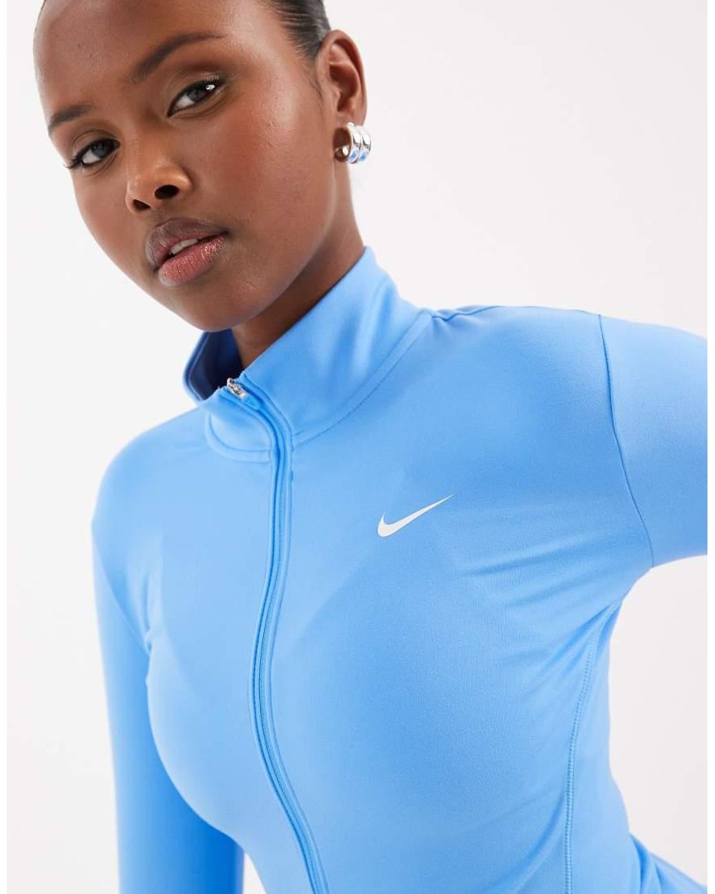 Nike Blue One Dri-fit Full Zip Fitted Long Sleeve Top
