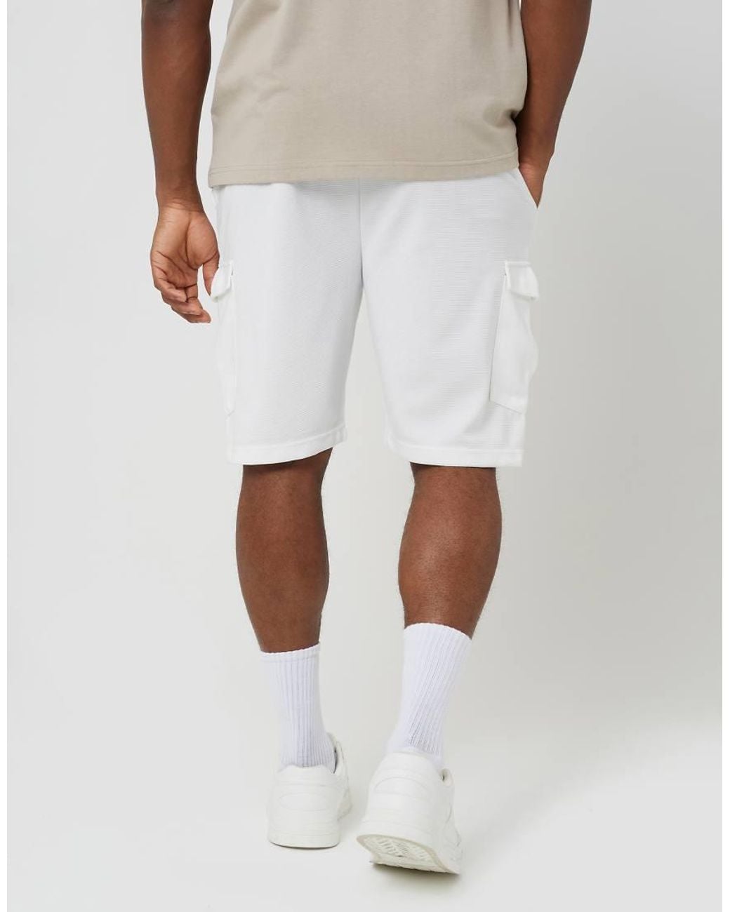 Brave Soul White Textured Cargo Shorts for men