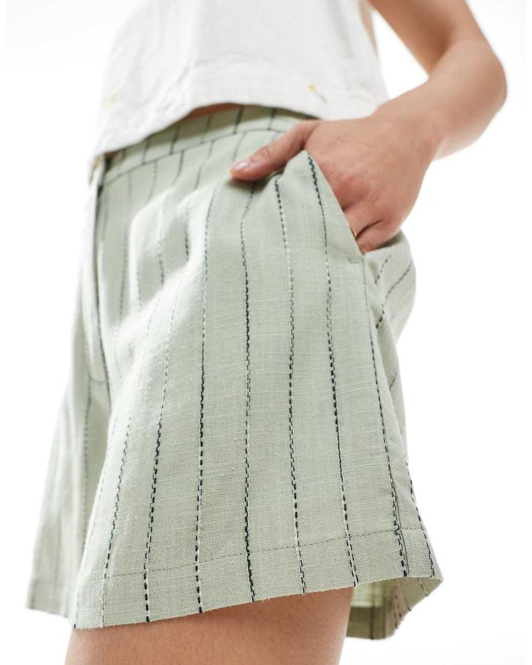 ASOS Natural Relaxed Shorts With Linen