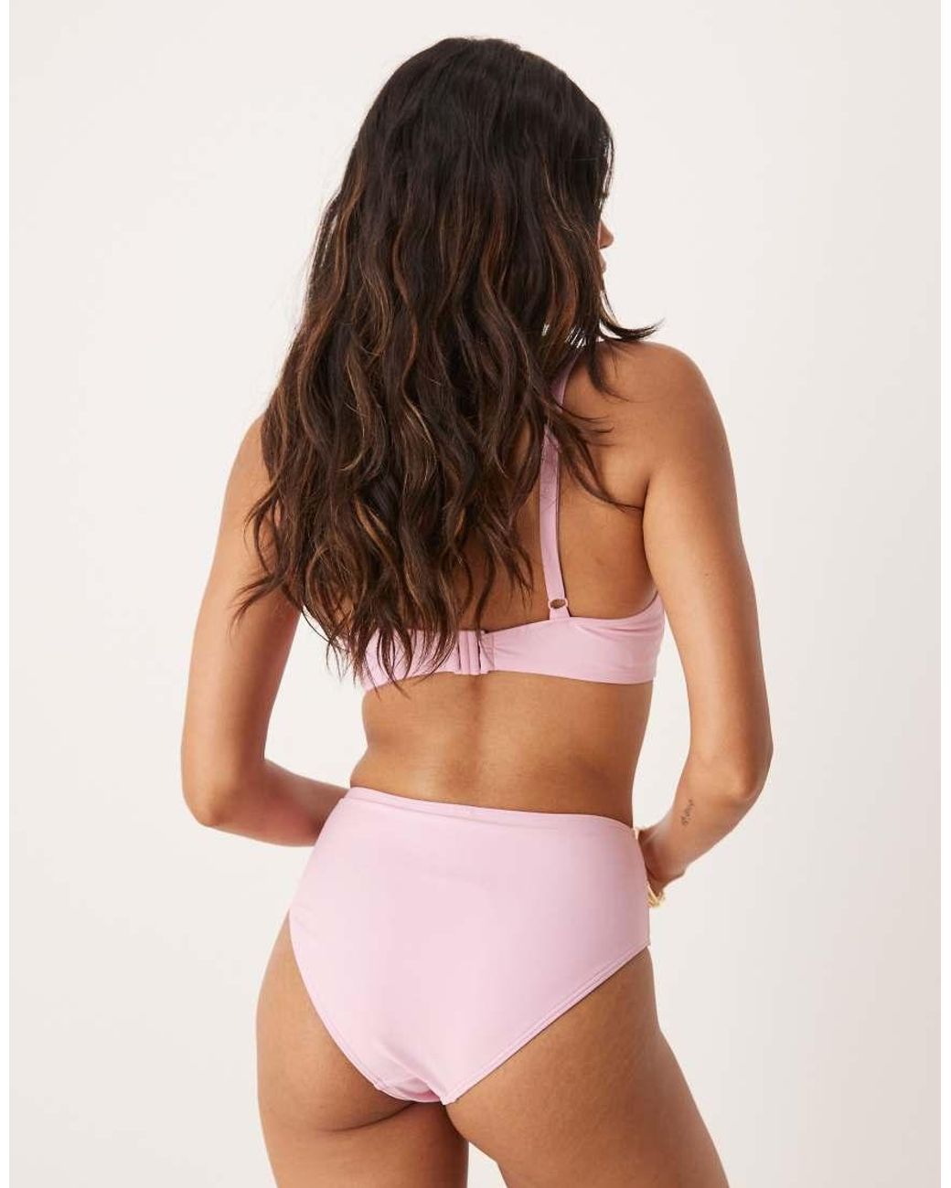 Peek & Beau Brown High Waist Bikini Bottom With Double Scallop Detail