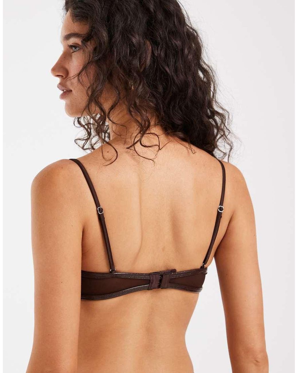 ASOS Black Hannah Crocodile Mesh Bandeau Bra With Straps