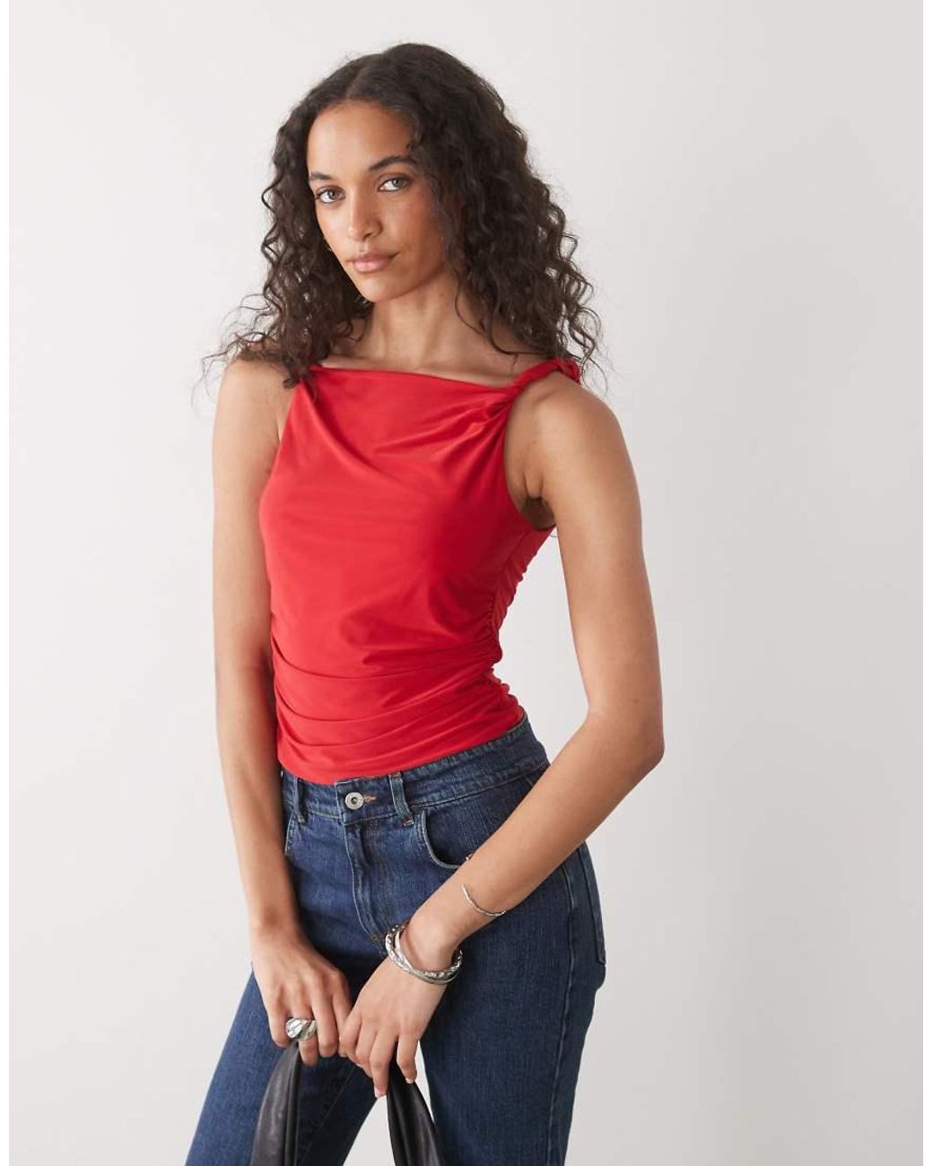 Collusion Red Twisted Strap Top