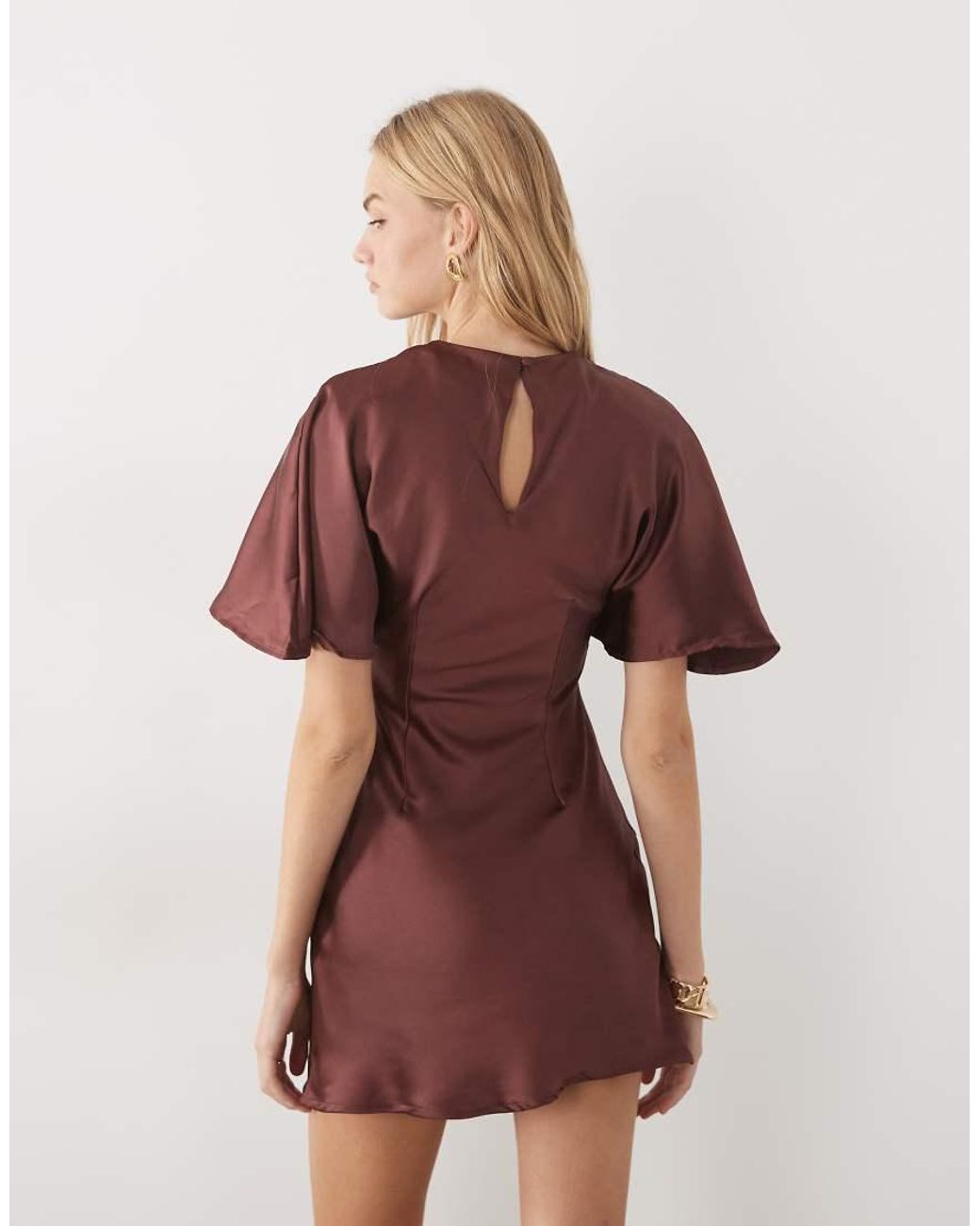 ASOS Red Satin Cape Back Detail Mini Dress