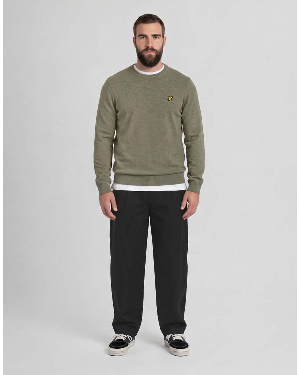 Lyle & Scott Green Mid Knits Lambswool Blend Crew Neck Jumper for men