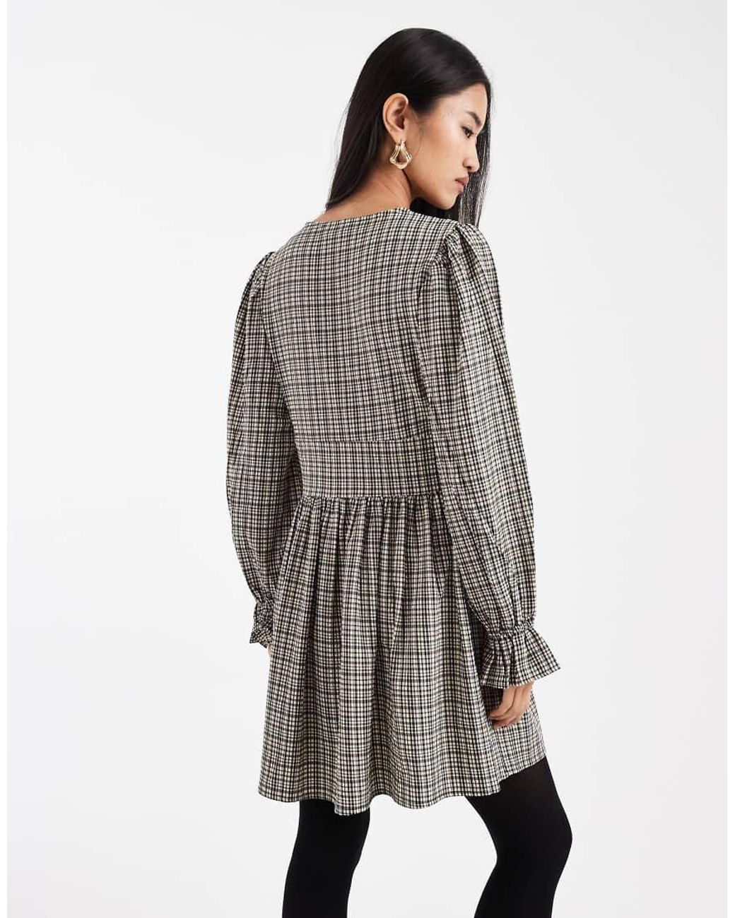 Wednesday's Girl Gray V Neck Mini Dress