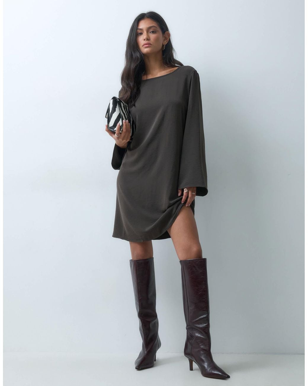 Jdy Gray Open Back Mini Dress