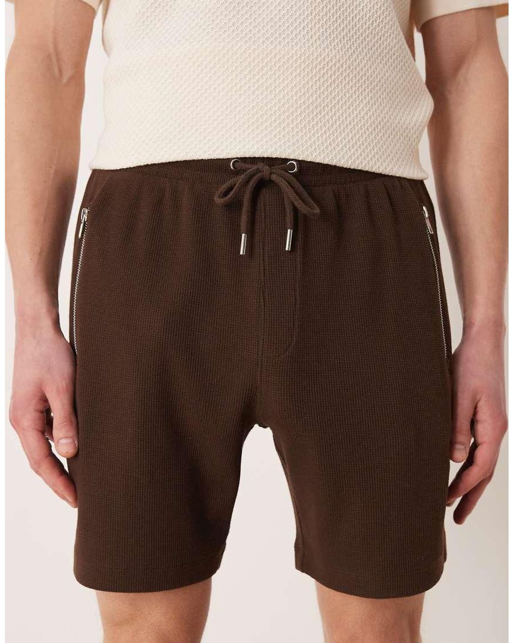 ASOS Natural Slim Fit Waffle Jersey Short for men