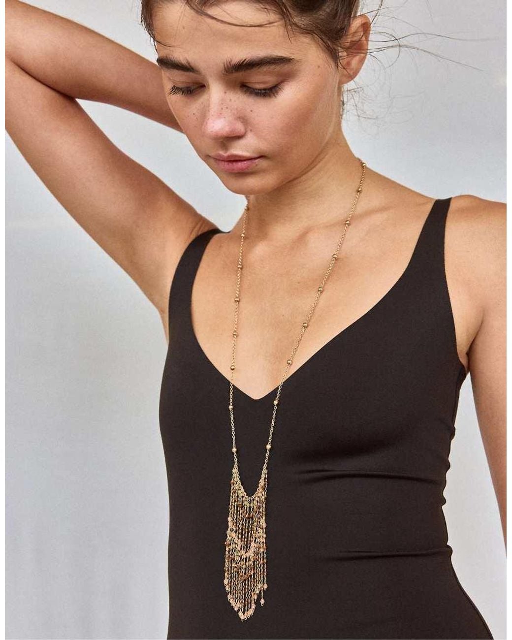 Stradivarius White Fringed Necklace